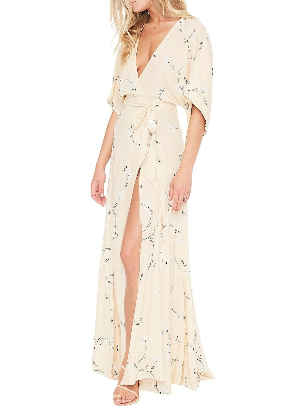 NWT Faithfull the Brand BERGAMO MAXI DRESS, Size 4, Eden Floral Print Wrap Dress
